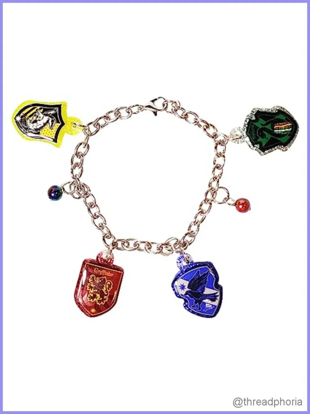 Harry Potter Charm Bracelet for Girls and Boys, Plastic Chain, 7 Inch, 4 Charms